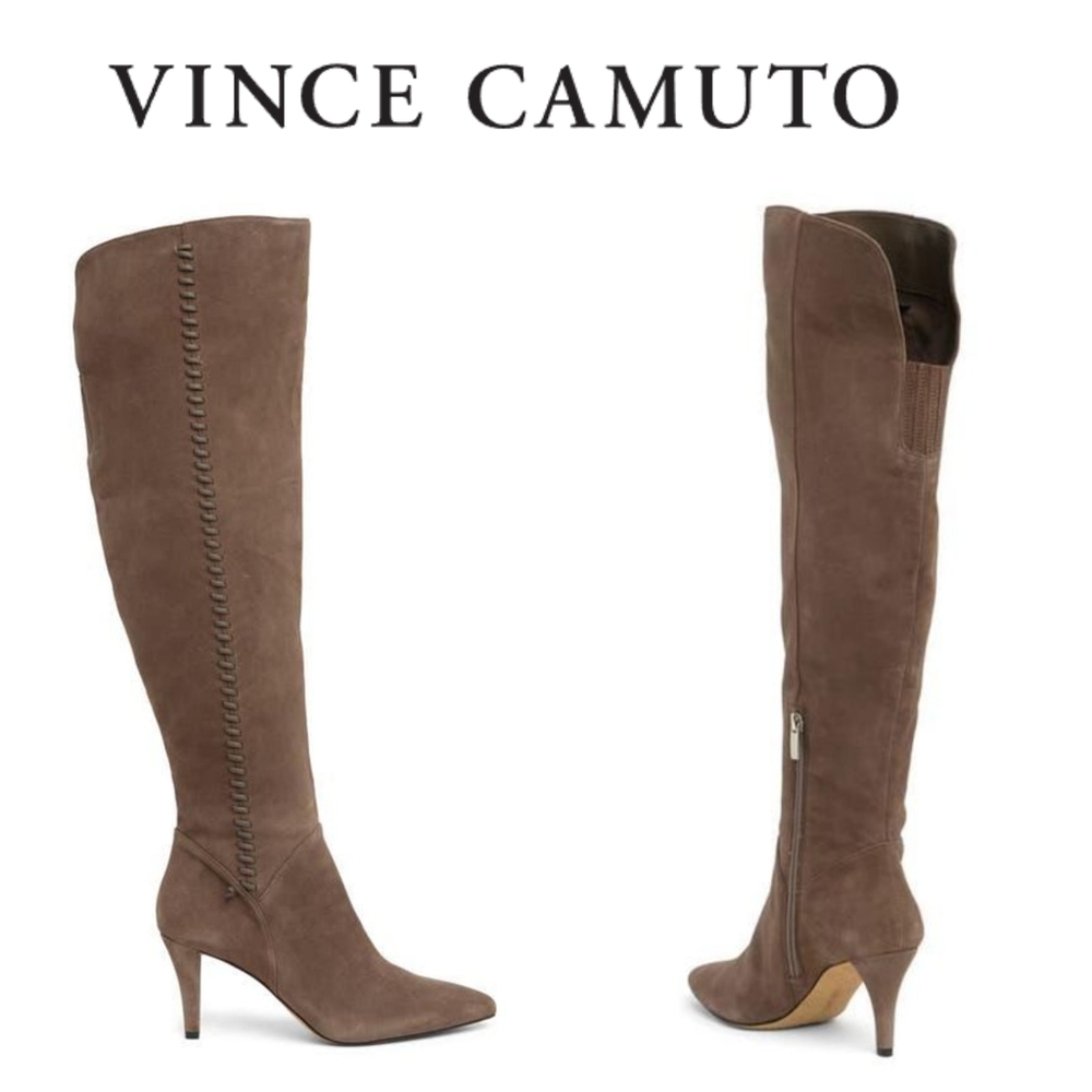Vince Camuto Brown Over the Knee Boots Sleek Suede Stiletto